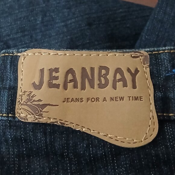 JeanBay Capri Jeans Plus Size 14 W Dark Ramie Denim Embroidered Wave - Picture 9 of 11